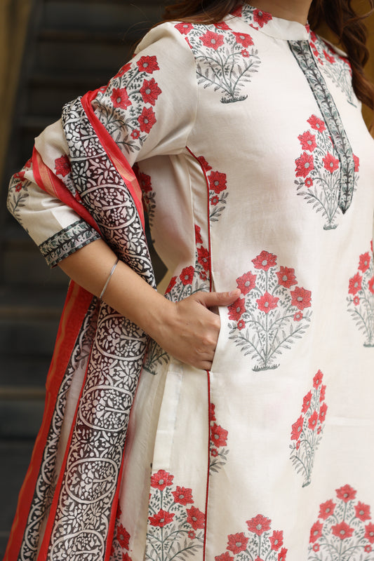 Ruby Muse Chanderi Suit (Set of 3)