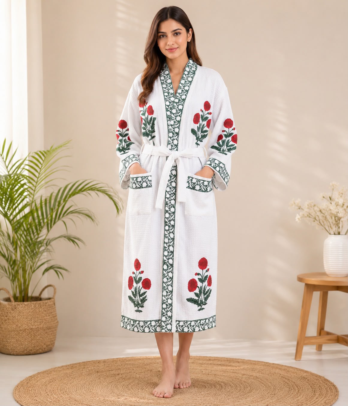 Rose Waffle Cotton Bathrobes