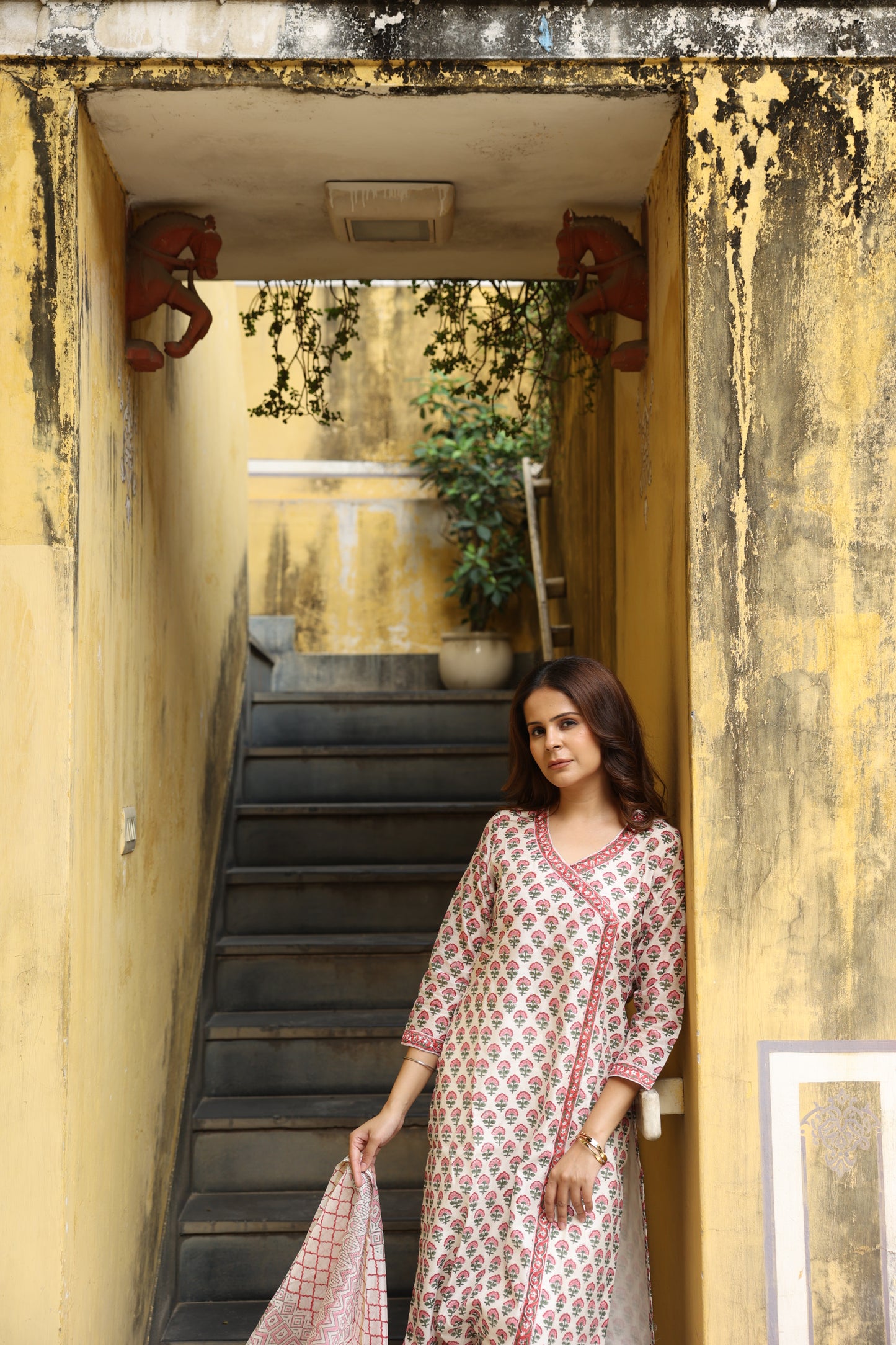 Crimson Chanderi Suit (Set of 3)