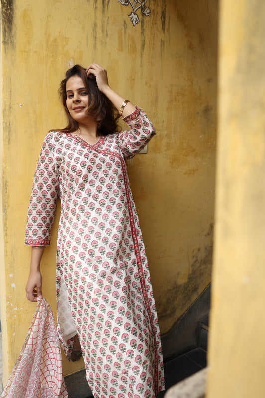 Crimson Chanderi Suit (Set of 3)