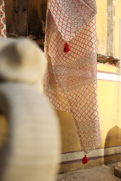 Crimson Chanderi Suit (Set of 3)