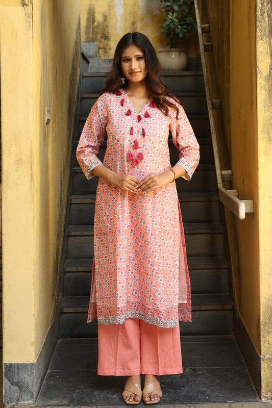 Coral Chanderi Suit (Set of 3)