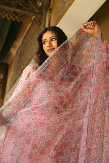 Coral Chanderi Suit (Set of 3)