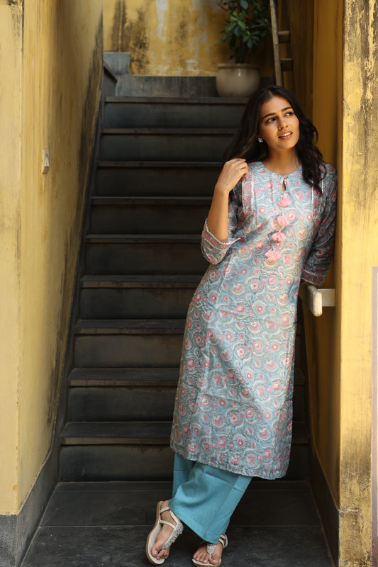 Spring Sky Chanderi Suit (Set of 3)