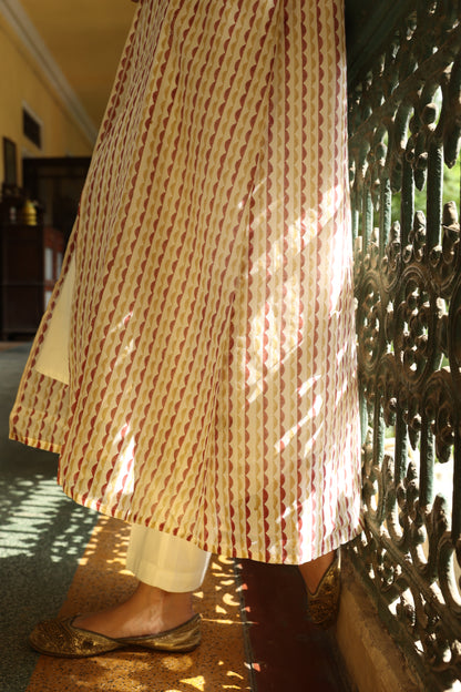 Chanderi Block Printed Jacket Co-Ord Set (Set of 3)
