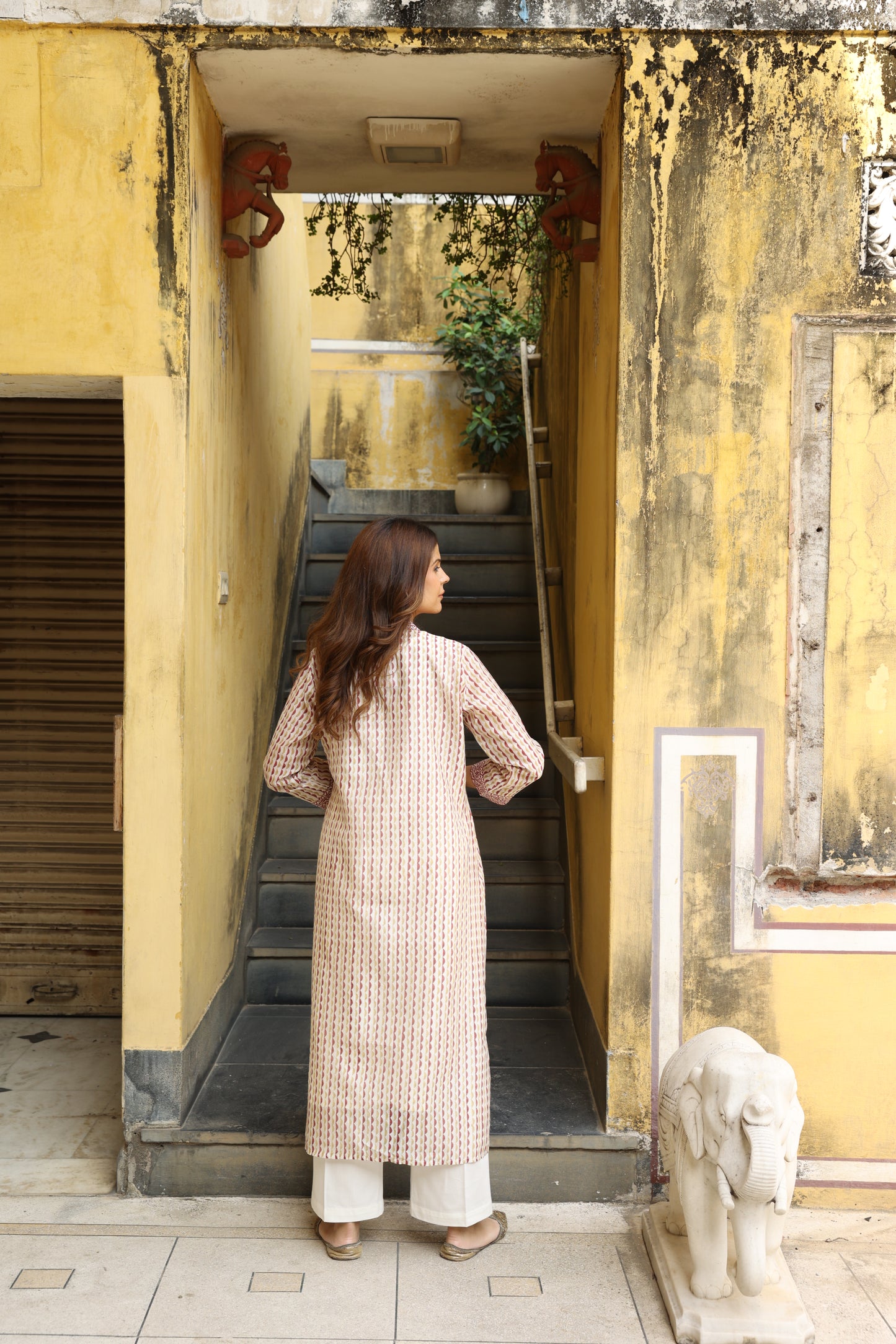 Chanderi Block Printed Jacket Co-Ord Set (Set of 3)