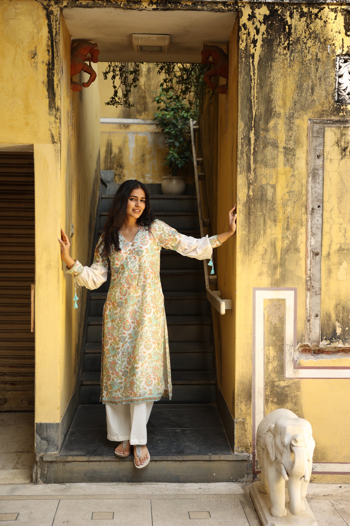 Floral Mosaic Chanderi Suit (Set of 3)