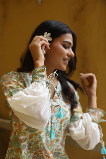 Floral Mosaic Chanderi Suit (Set of 3)