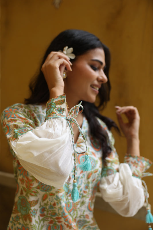 Floral Mosaic Chanderi Suit (Set of 3)
