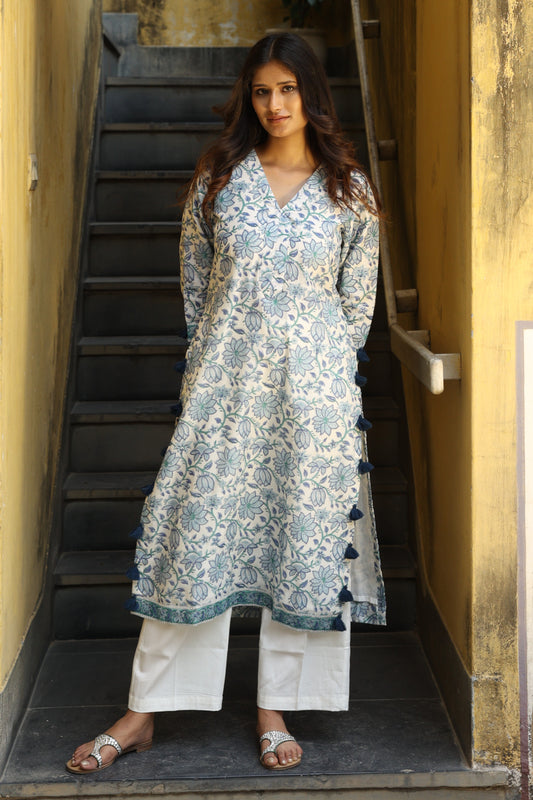 Azure Chanderi Suit (Set of 3)