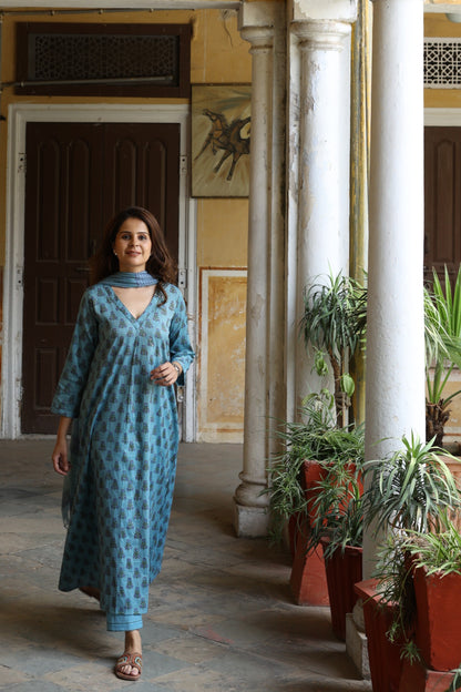 Azure Cotton Suit (Set of 3)