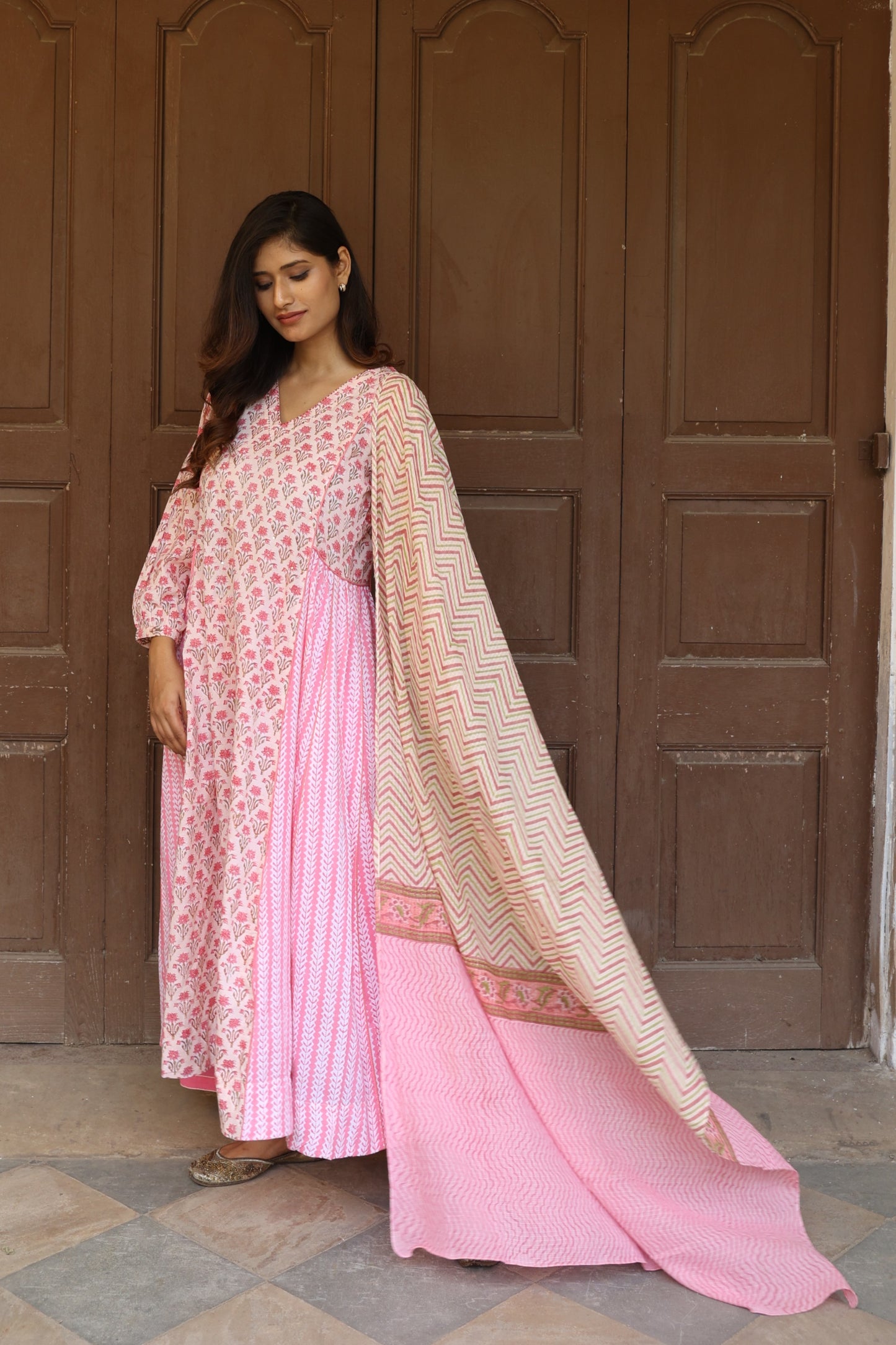 Pink Mist Anarkali (Set of 3)