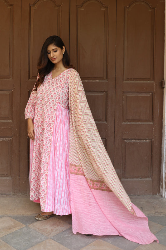 Pink Mist Anarkali (Set of 3)