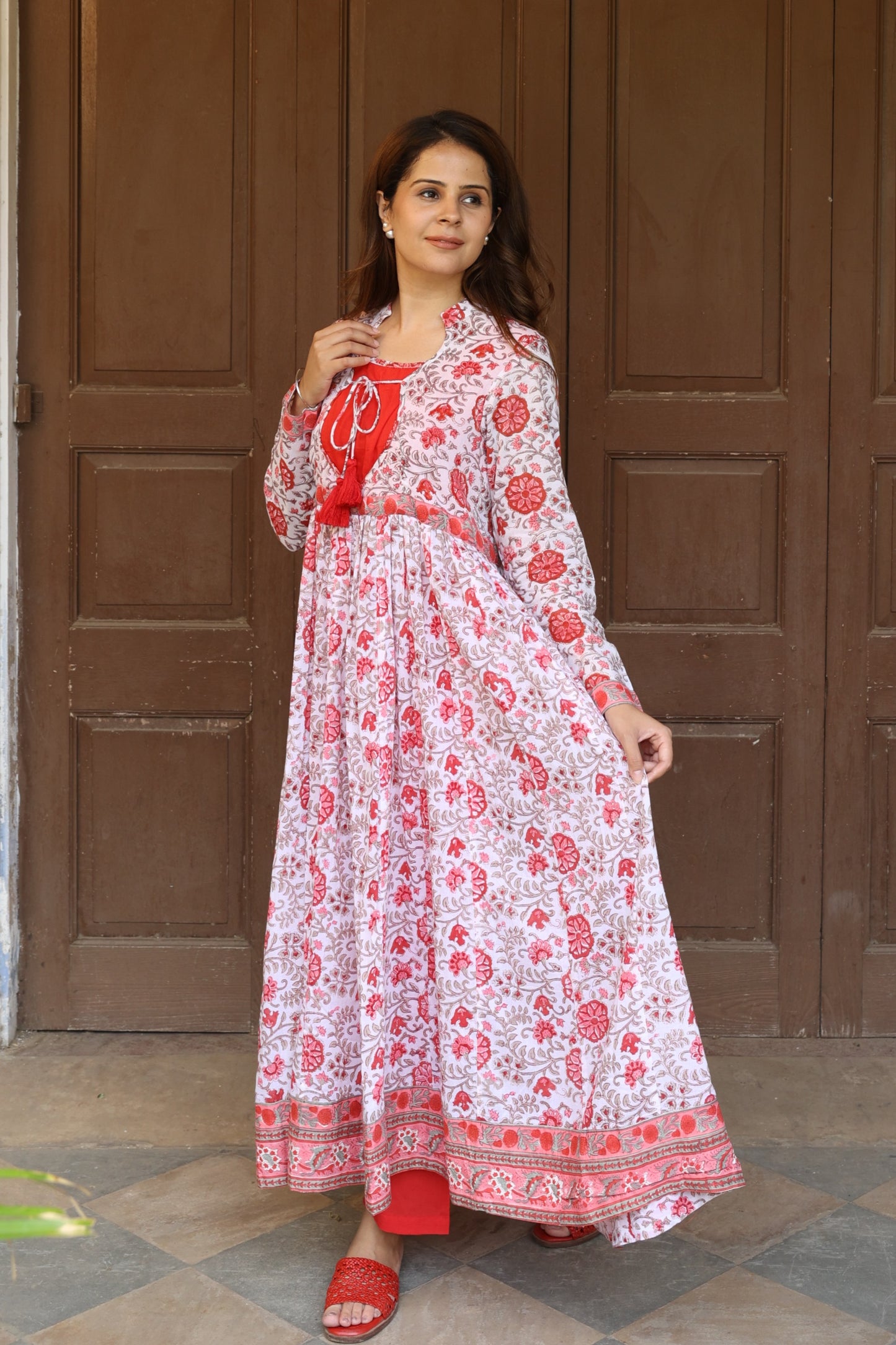 Crimson Anarkali Suit (Set of 3)