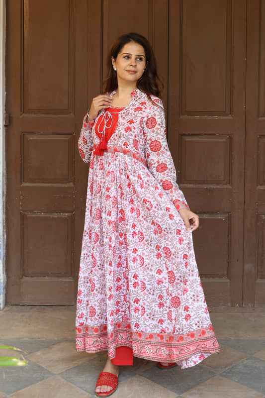 Crimson Anarkali Suit (Set of 3)