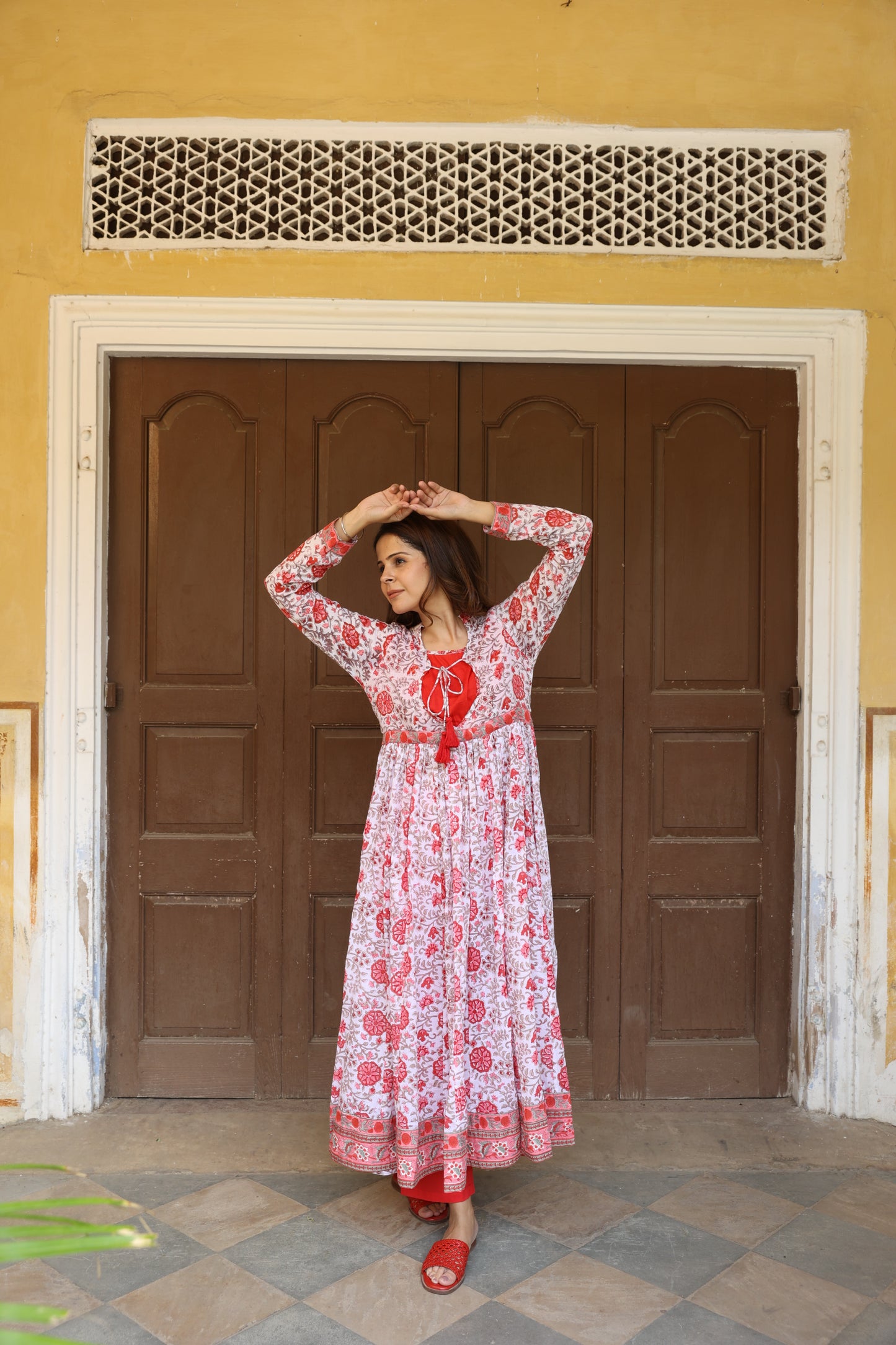 Crimson Anarkali Suit (Set of 3)