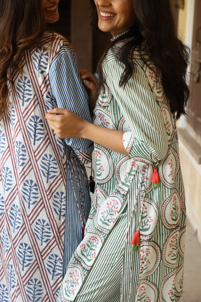 Green Stripes Overlay Style Co-Ord Set (Set of 3)