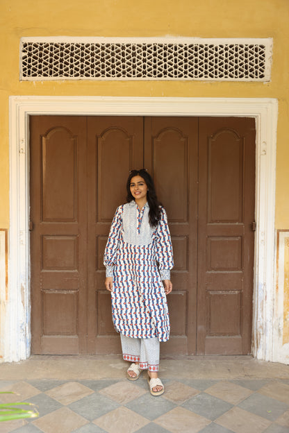 Pink Cotton Linen Block Printed Co-Ord Set (Set of 2)
