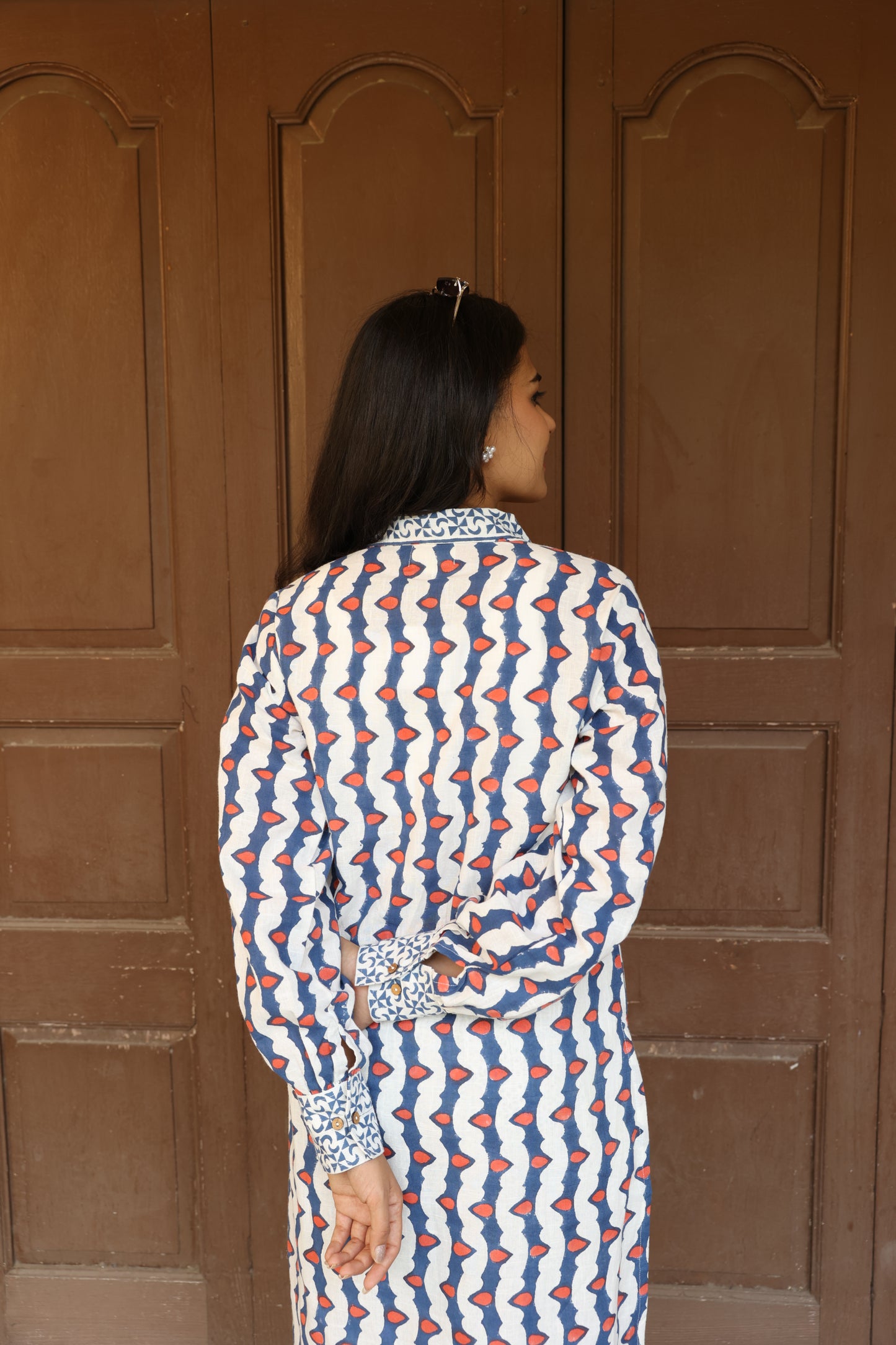 Pink Cotton Linen Block Printed Co-Ord Set (Set of 2)