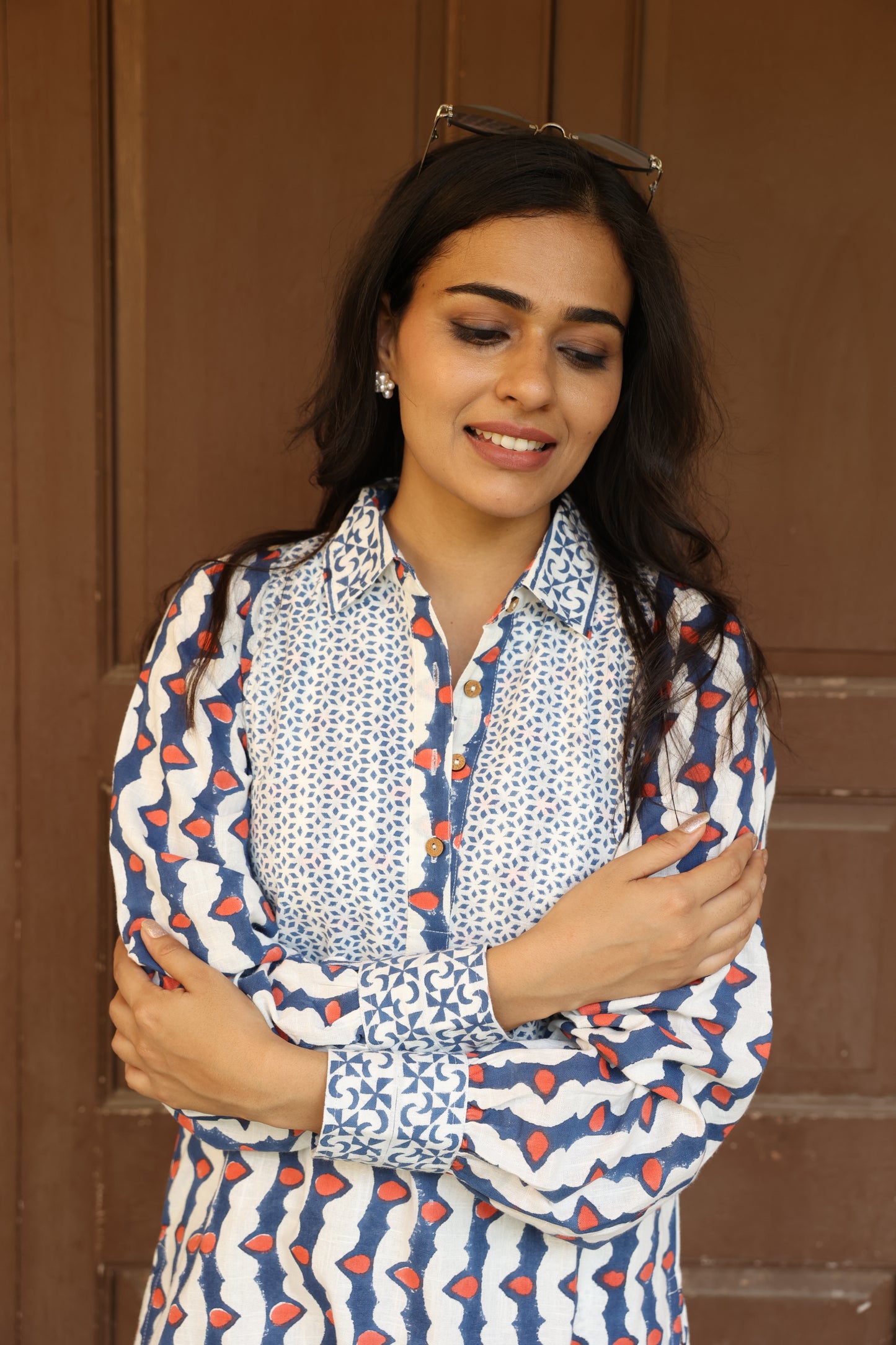 Pink Cotton Linen Block Printed Co-Ord Set (Set of 2)