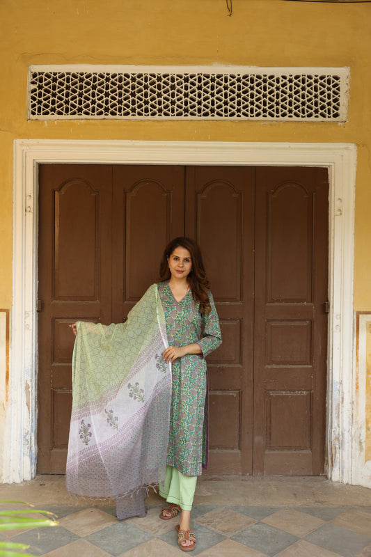 Violet Meadow Cotton Suit (Set of 3)