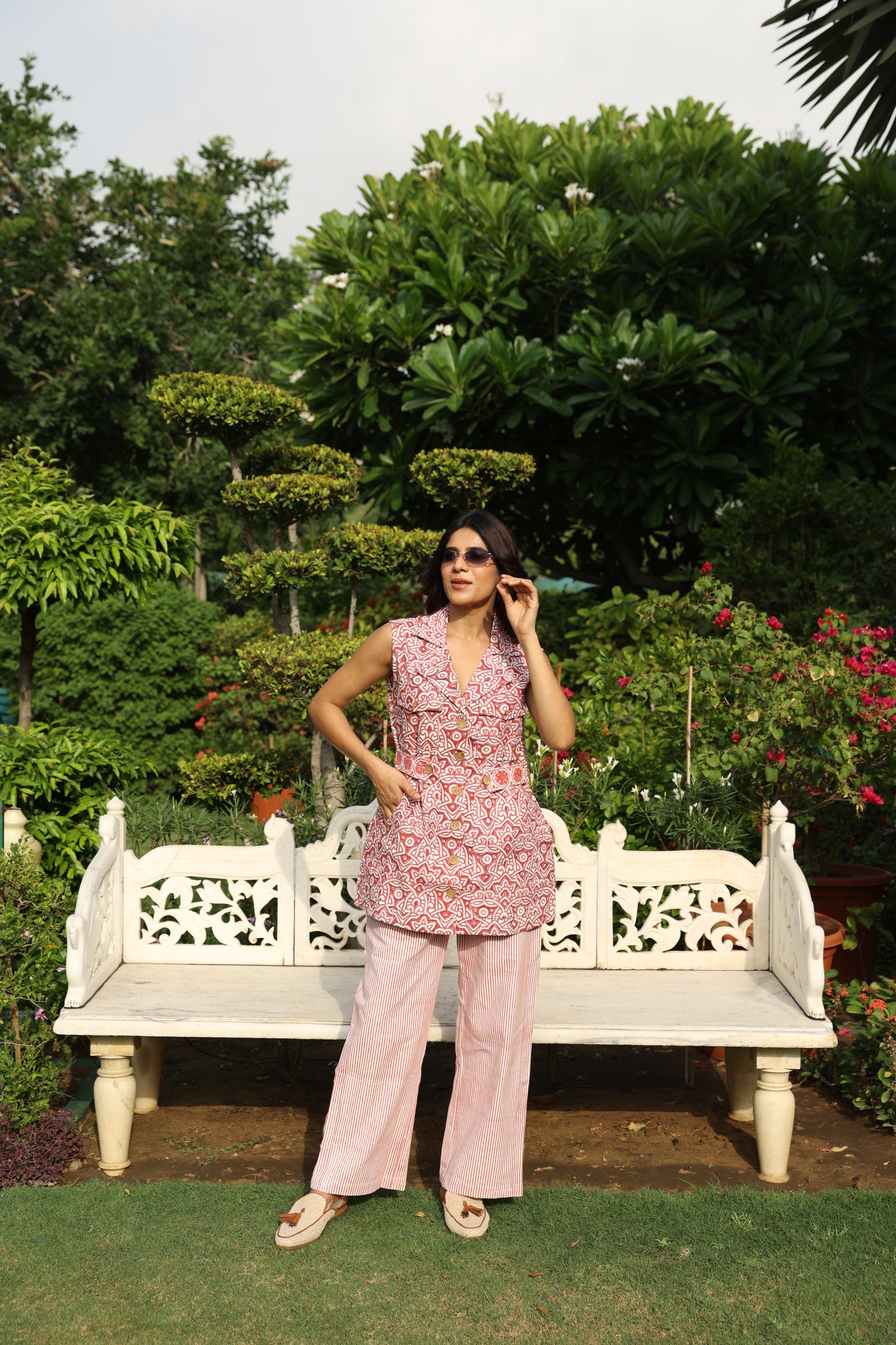 Red Jacket Style Cotton Denim Co-Ord Set (Set of 2)