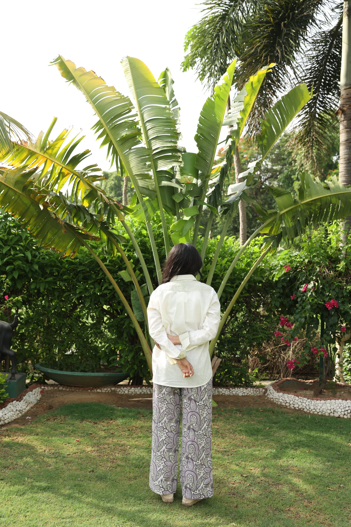Purple Cotton Linen Block Printed Shirt Set (Set of 2)