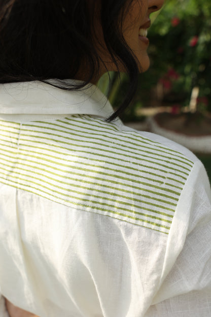 Purple Cotton Linen Block Printed Shirt Set (Set of 2)