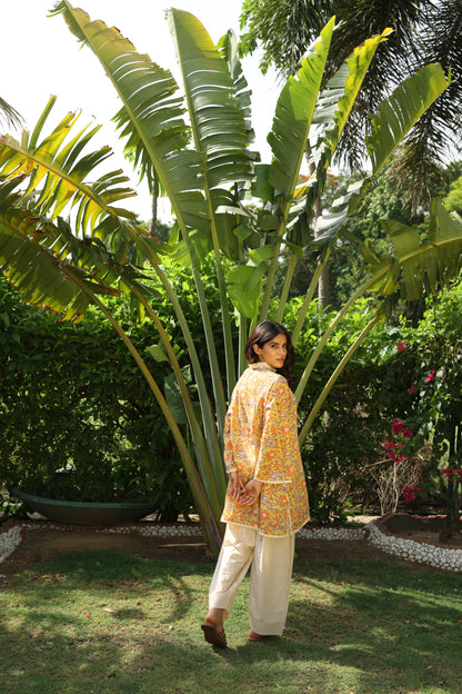 Yellow Short Kurti & Yellow Farshi Salwar Set (Set of 2)