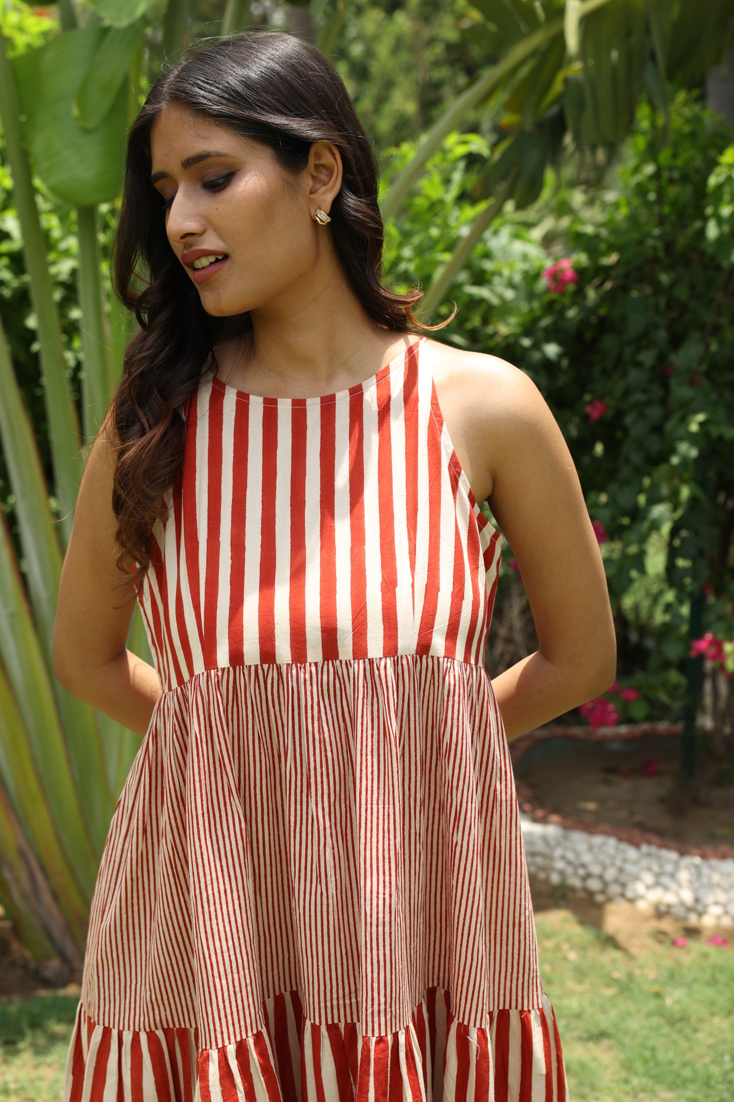 Red Stripes Block Printed Dress