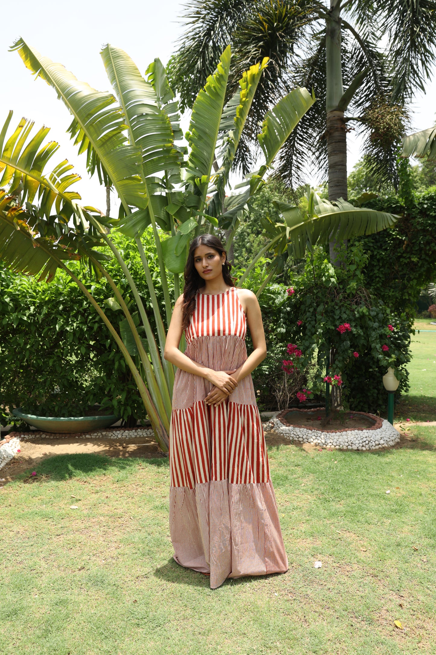 Red Stripes Block Printed Dress