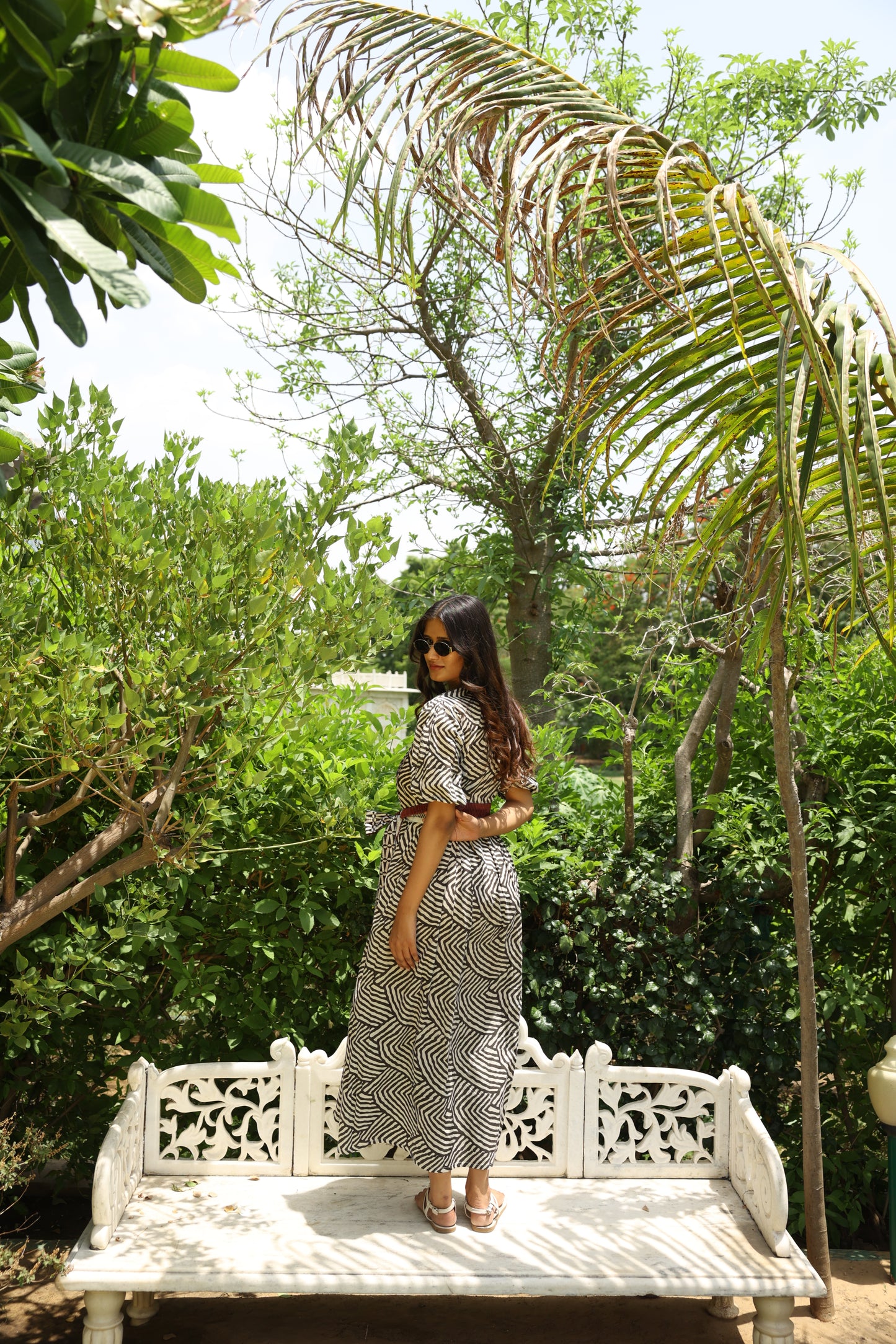 Black & White Abstract Block Printed Dress