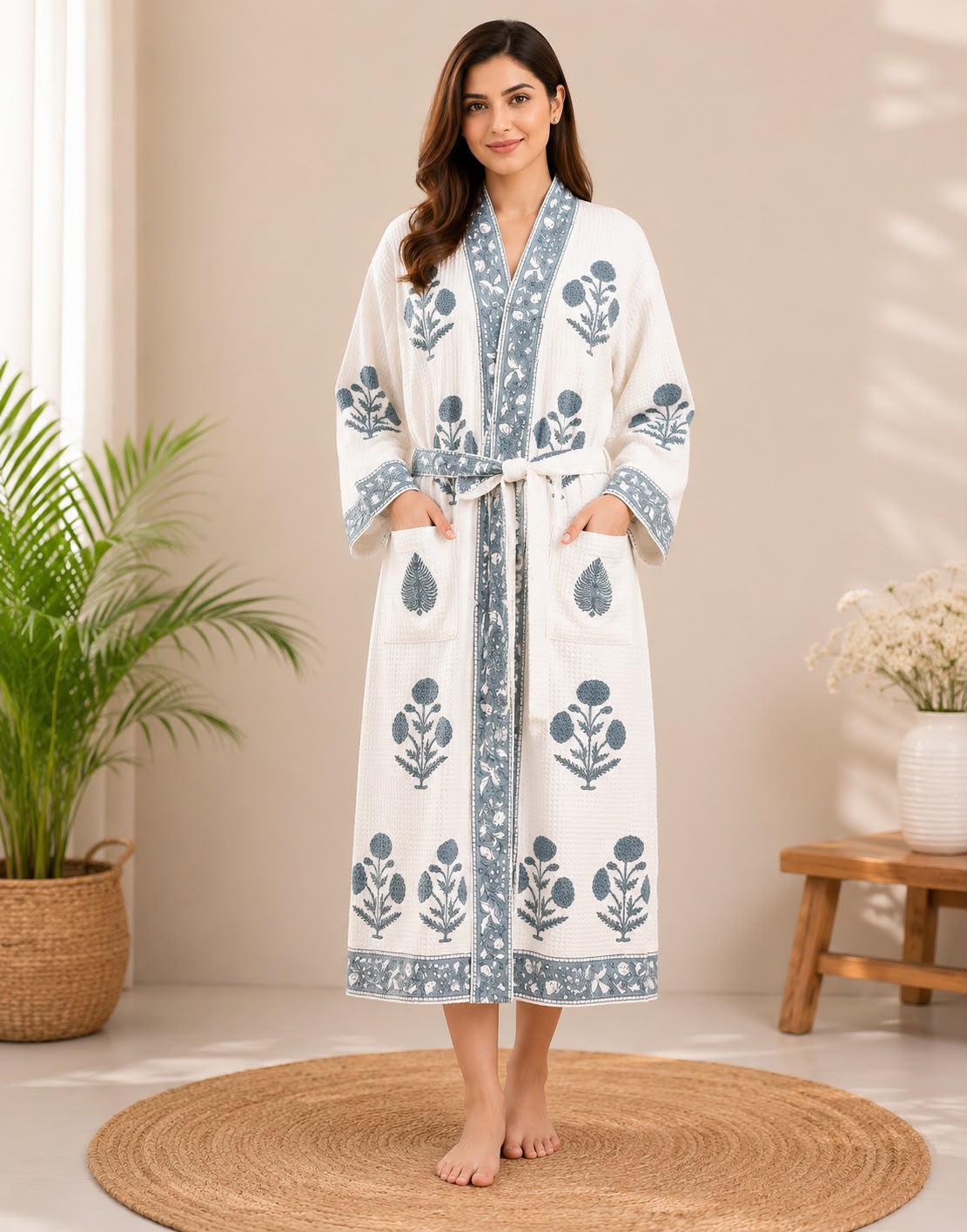 Dove Waffle Cotton Bathrobes