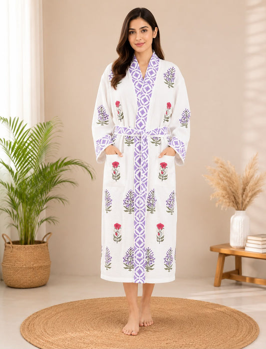 Lilac Waffle Cotton Bathrobes
