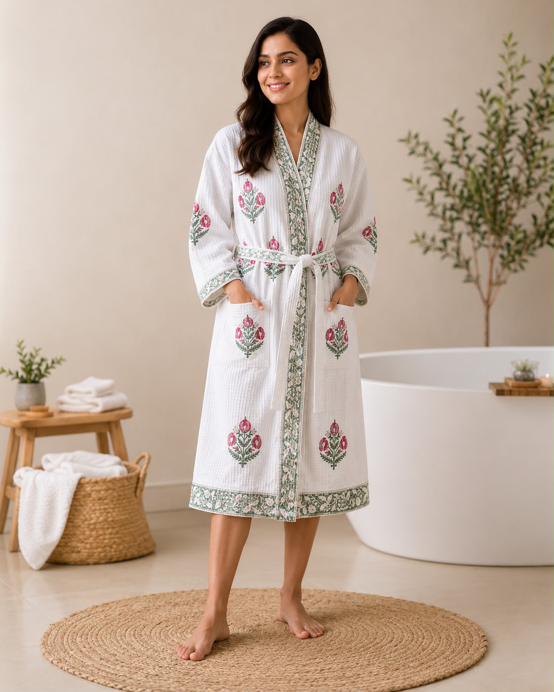 Petunia Waffle Cotton Bathrobes